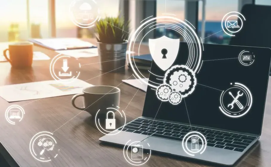 υπολογιστής και σύμβολα προστασίας